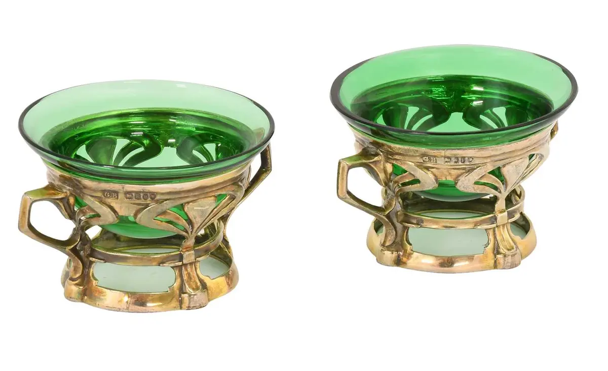 A Pair of Continental Silver Salt-Cellars, With English Import Marks