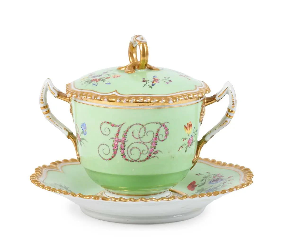A Flight, Barr & Barr Worcester Porcelain Chocolate Cup, Cover and