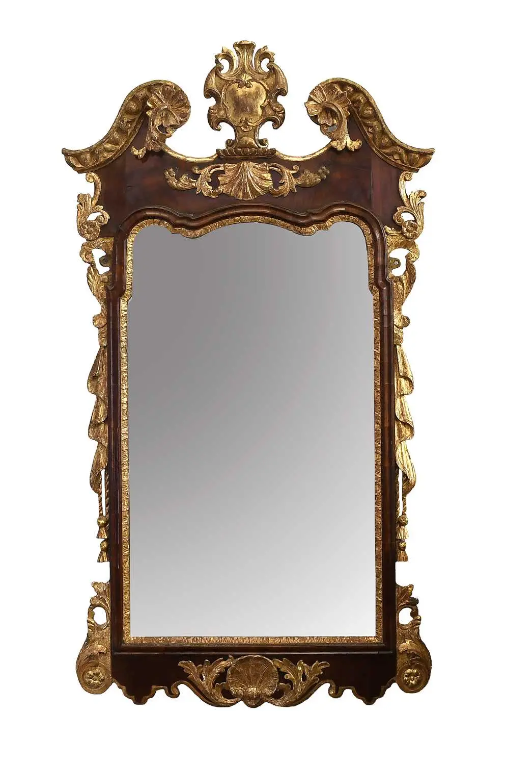 A George II Walnut and Parcel-Gilt Wall Mirror, circa 1740