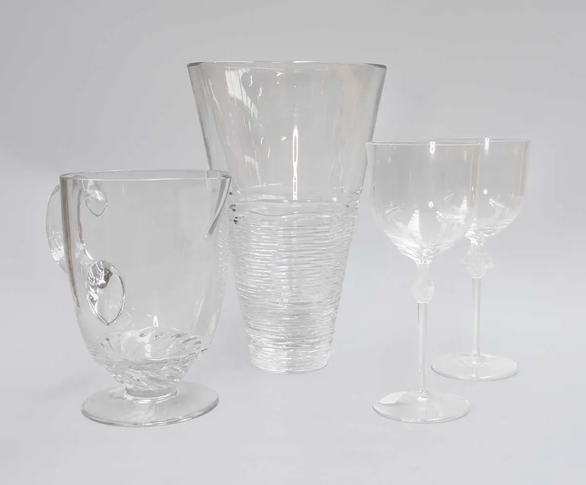 A Pair of Lalique "Roxanne" Pattern Wine Glasses