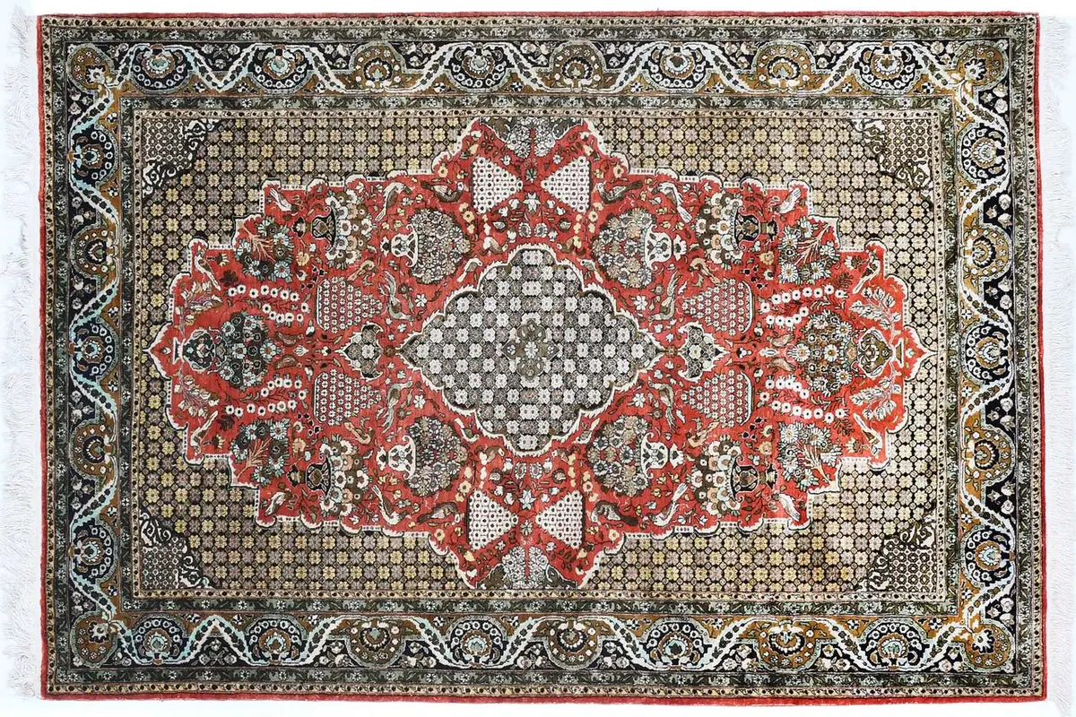Silk Ghom Rug, Central Iran, Circa 1970