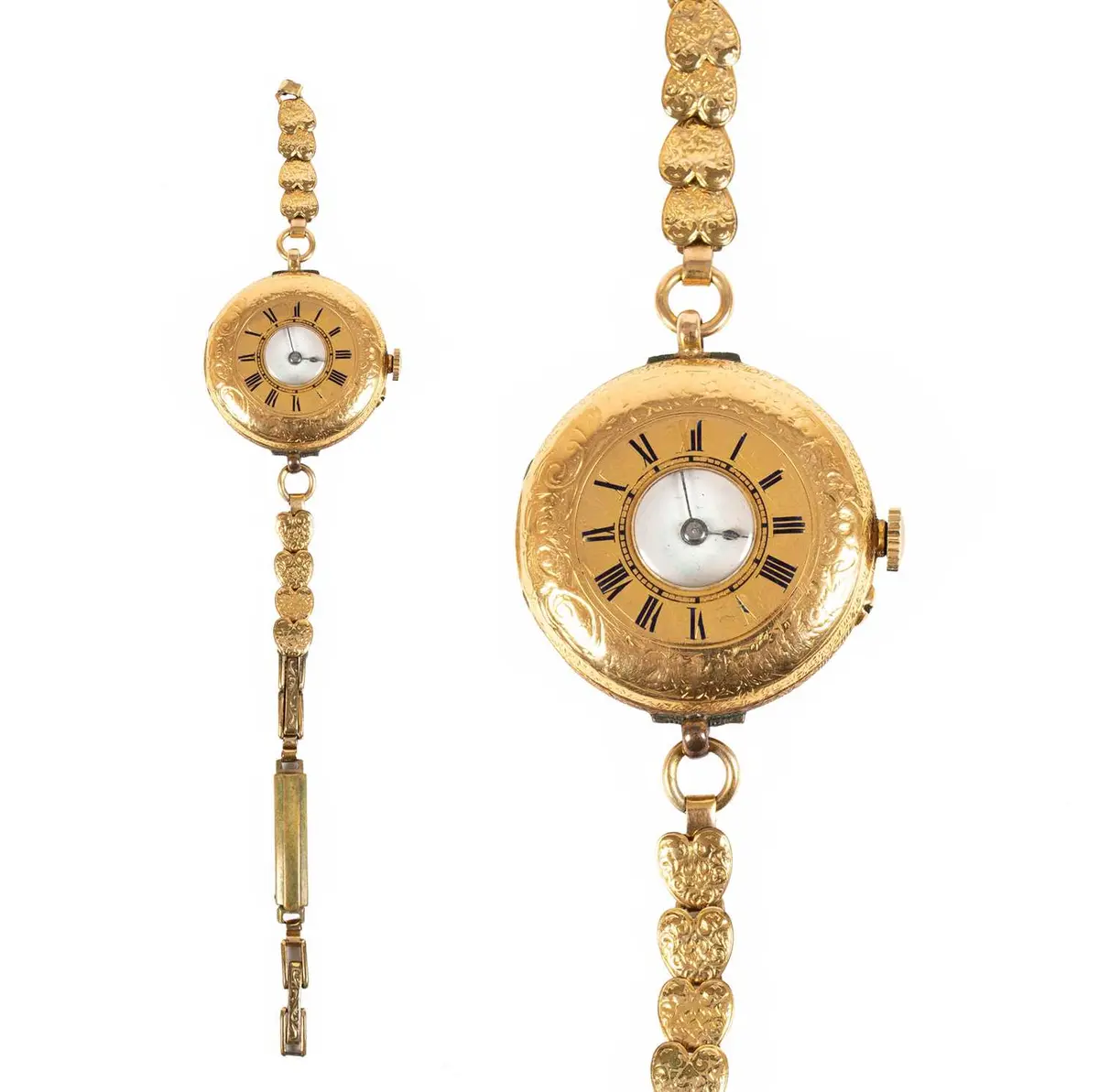 An 18 Carat Gold Converted Half Hunter Watch, circa 1900