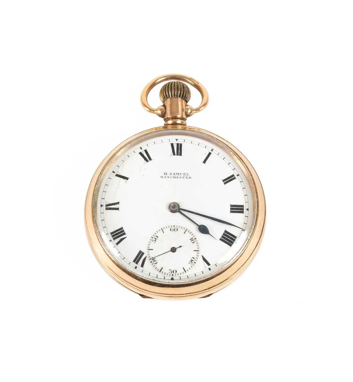 A 9 Carat Gold Open Faced Pocket Watch, retailed by H Samuel, Manchester, 1929
