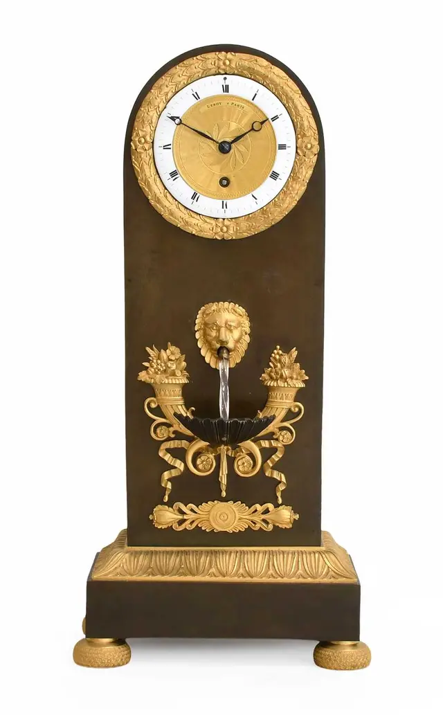 An Unusual French Parcel Gilt Bronze Automaton Water Fountain Mantel