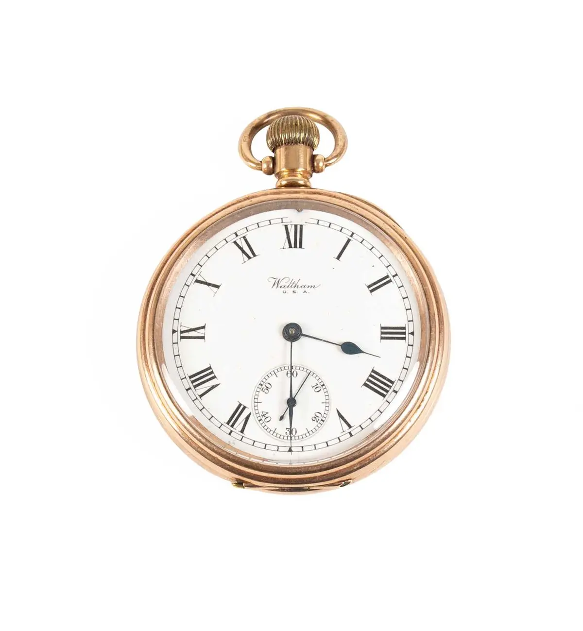 A 9 Carat Gold Open Faced Pocket Watch, signed Waltham, 1924