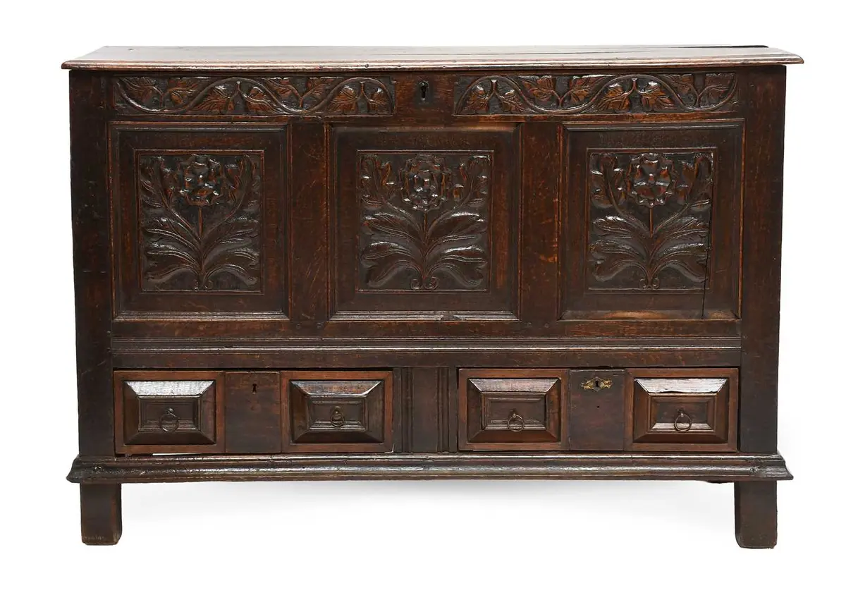 A Carved Oak Chest, circa 1700