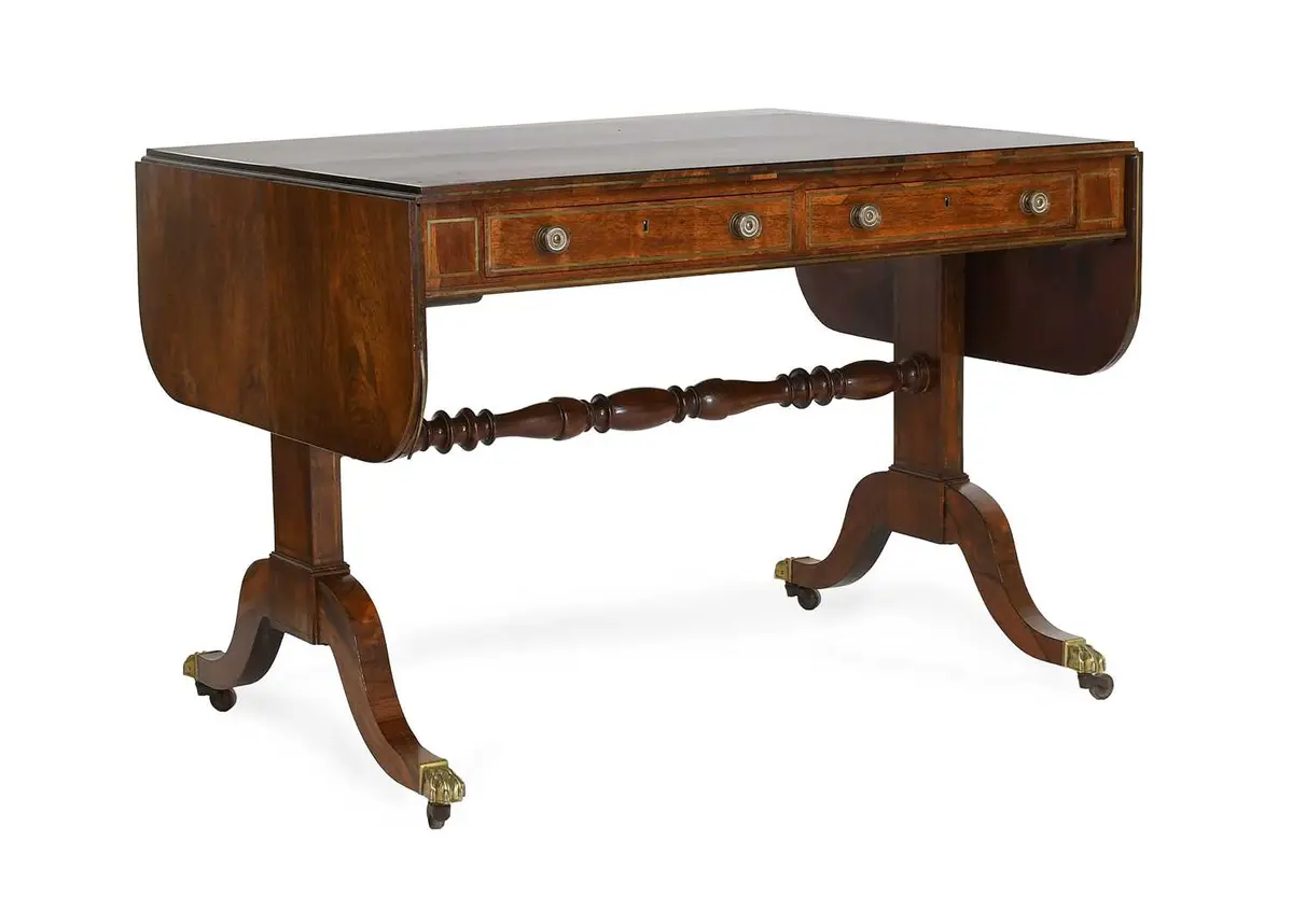 A Regency Rosewood and Brass-Strung Sofa Table, early 19th century