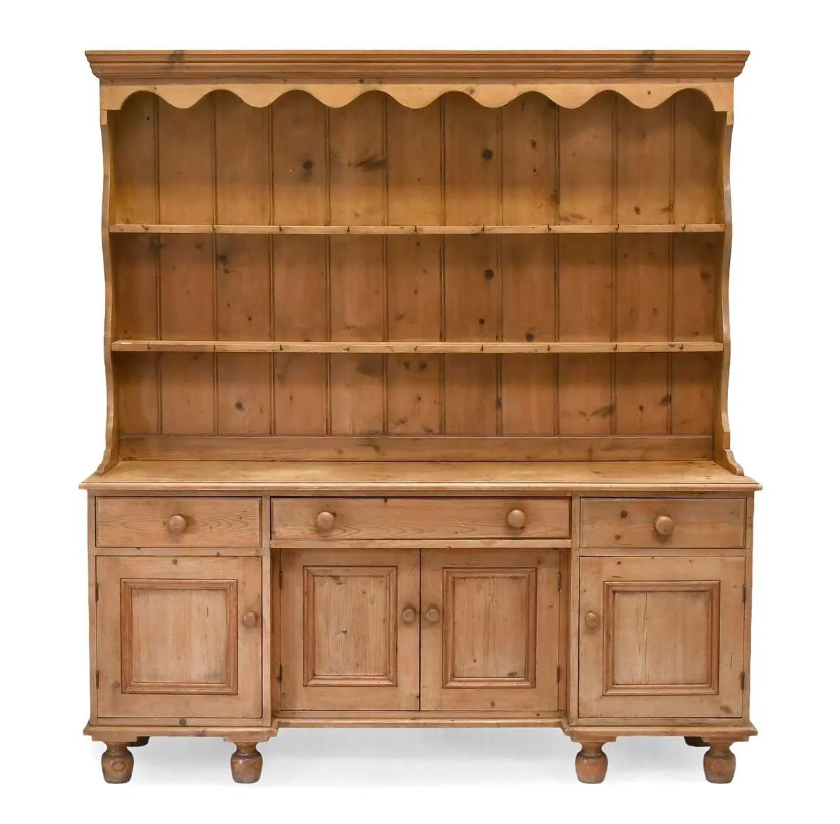 A Victorian Pine Enclosed Dresser and Rack, late 19th century