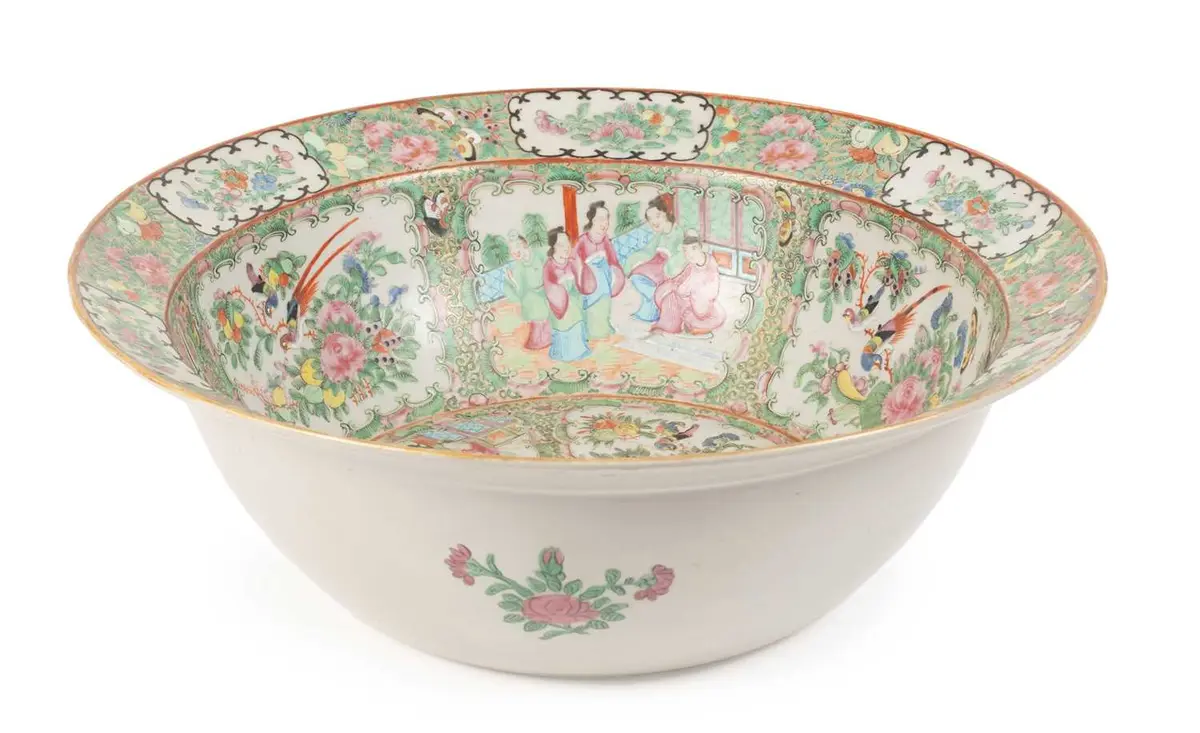 A Cantonese Porcelain Punch Bowl, 19th century