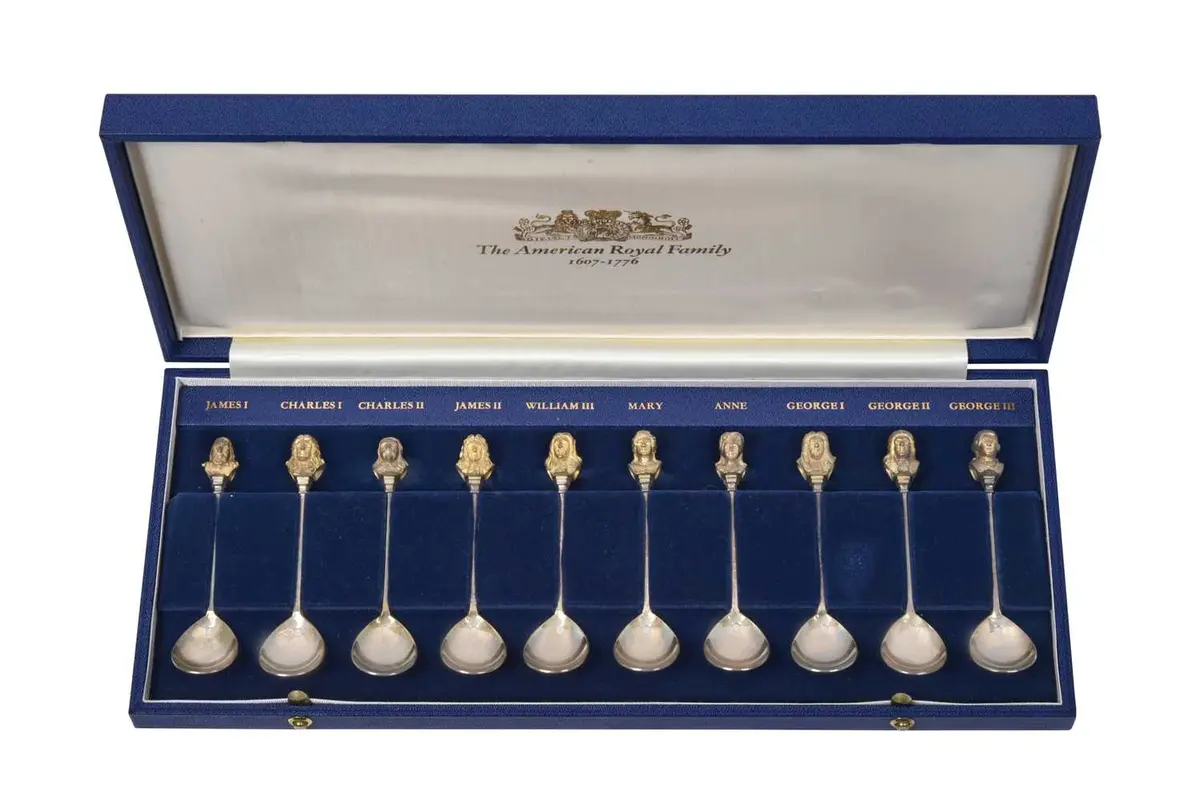 A Cased Set of Ten Elizabeth II Silver Spoons, by Library of Imperial