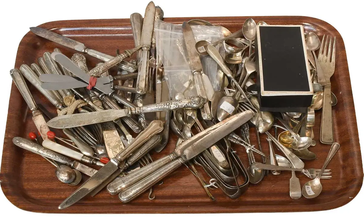 A Collection of Assorted George III and Later Silver Flatware