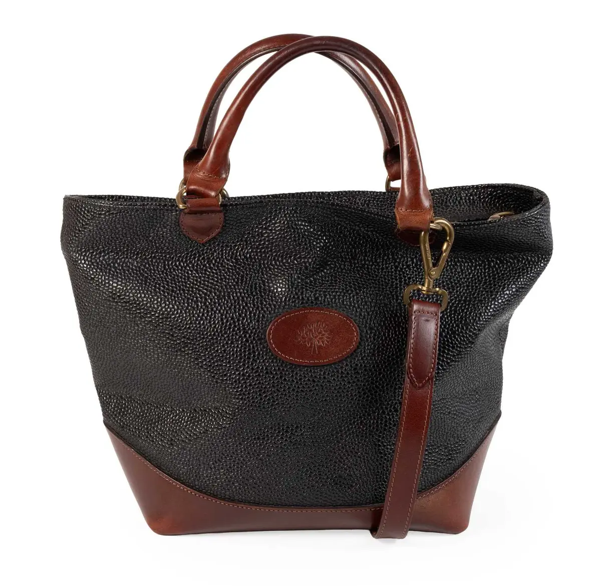 Mulberry Black Leather Scotchgrain Hellier Tote Bag