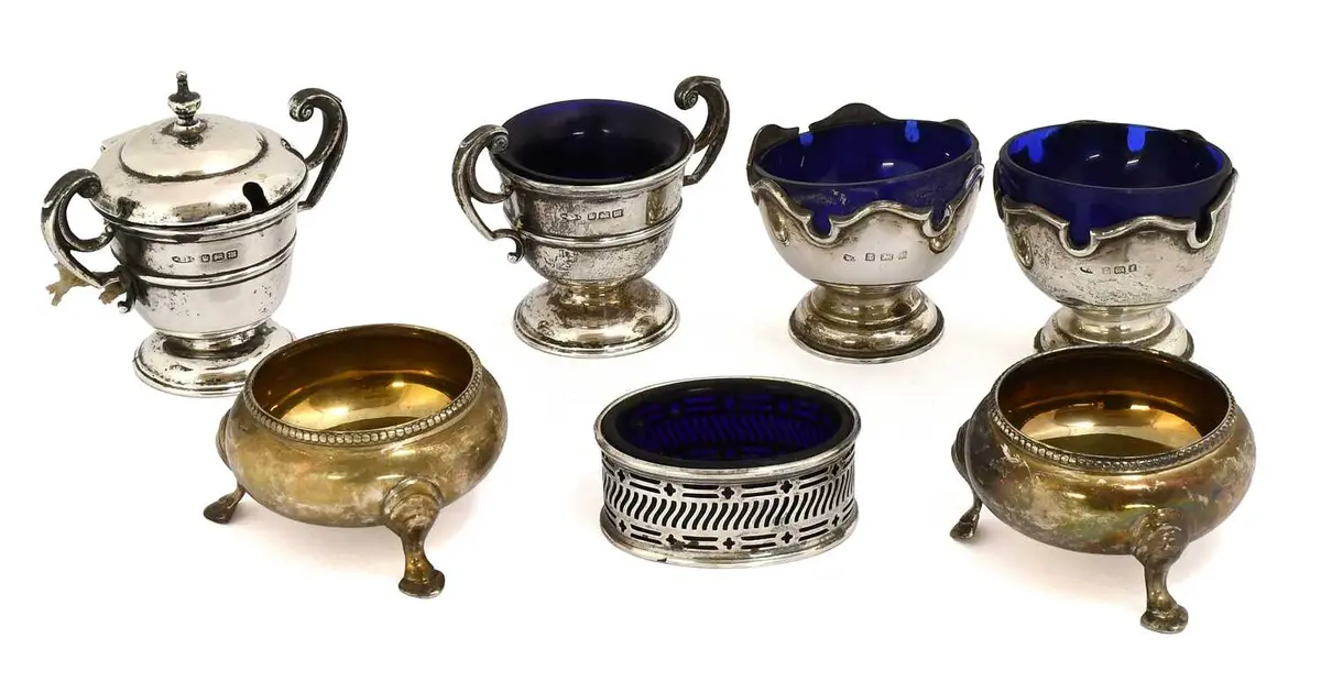 A Collection of Assorted Silver Condiment-Items