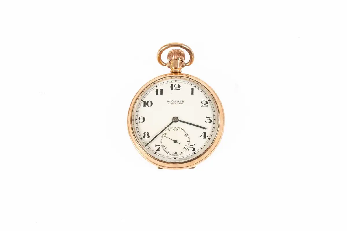 A 9 Carat Gold Open Faced Pocket Watch, signed Moeris, 1927