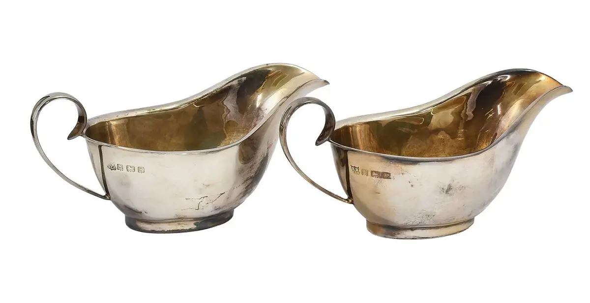A Cased Pair of George V Silver Butter or Sauceboats, by Barker Brothers