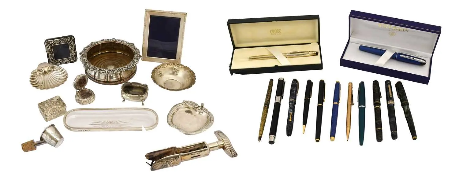 A Collection of Assorted Silver and Silver Plate, Together With