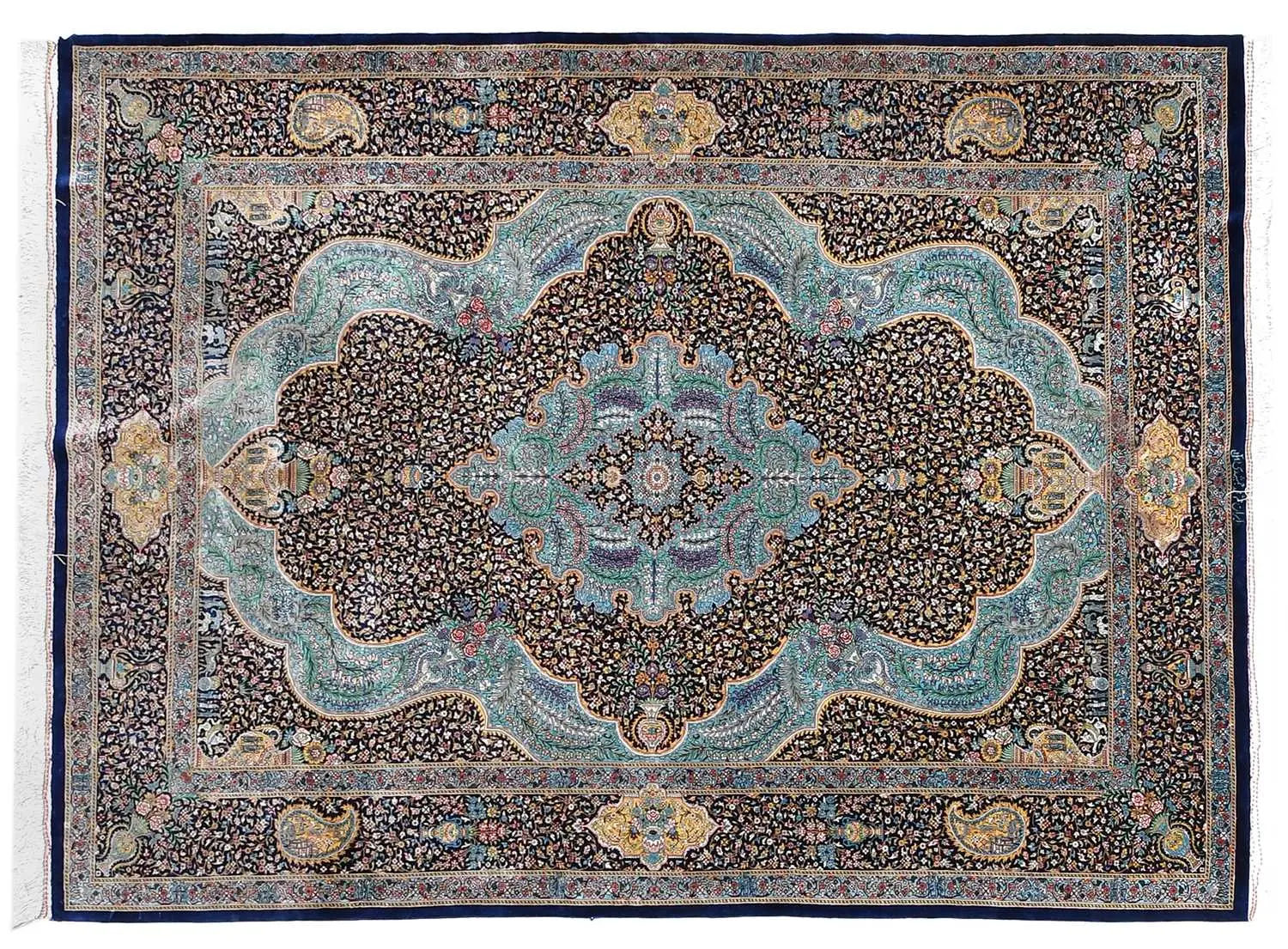 Very Fine Ghom Rug, Central Iran, Modern