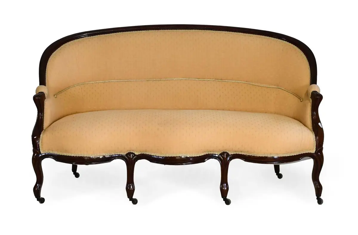 A Late 19th Century Mahogany-Framed Three-Seater Sofa