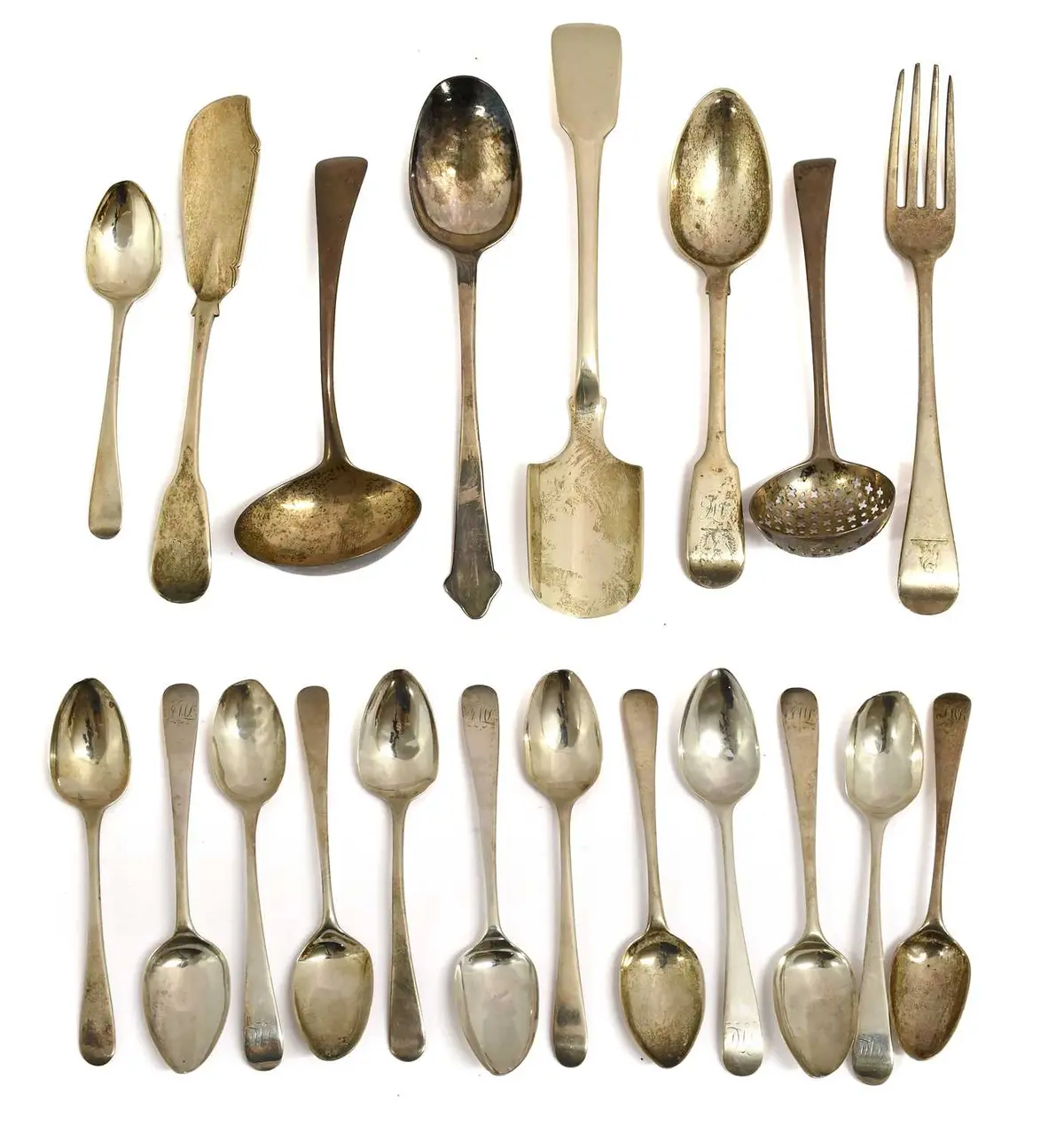 A Collection of Queen Anne and Later Silver Flatware