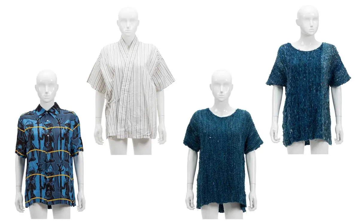 A Pair of Louis Vuitton Men's Hand-Woven Indigo Cotton Tops, by Marc