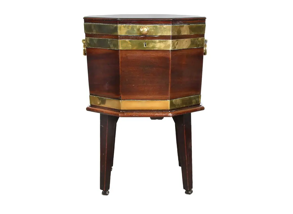 A George III Mahogany and Brass-Bound Wine Cooler, circa 1800