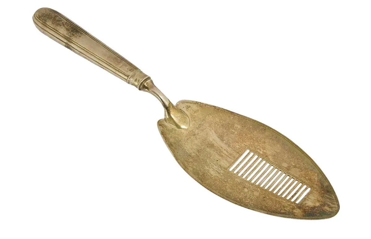 A George III Silver Fish-Slice, The Blade Maker's Mark Worn, Possibly