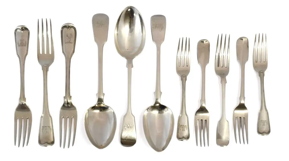 A Collection of Assorted George III and Later Silver Flatware
