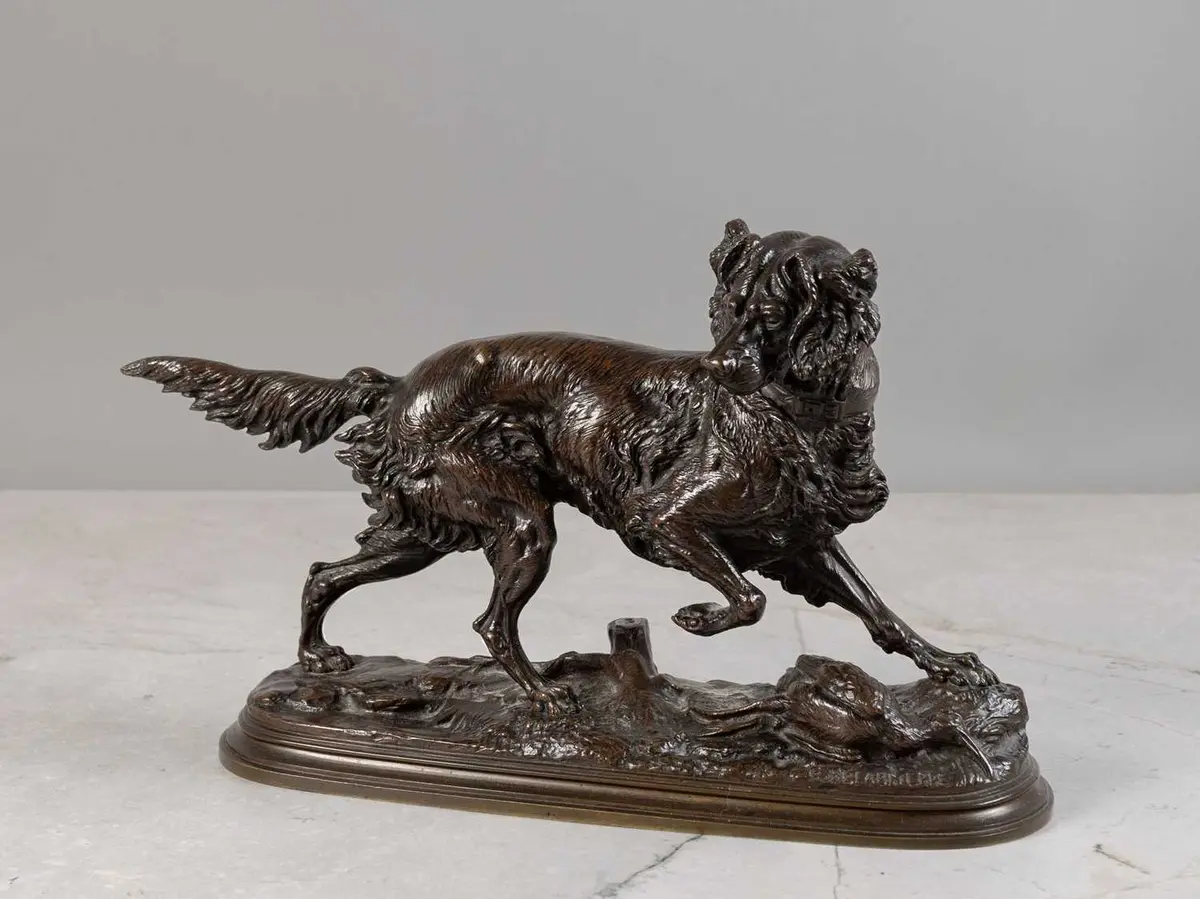 Paul Edouard Delabrierre (1829-1912): A Bronze Figure of a Gundog
