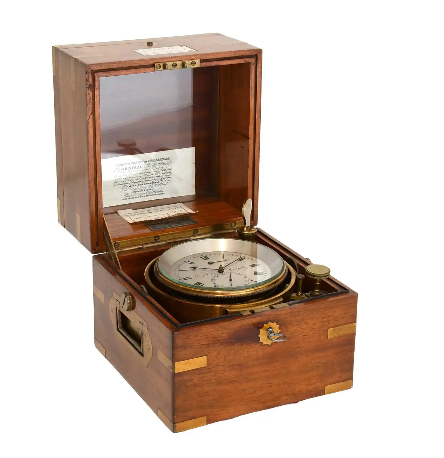 A Rare and Early Eight Day Marine Chronometer with the Original "Arnold"