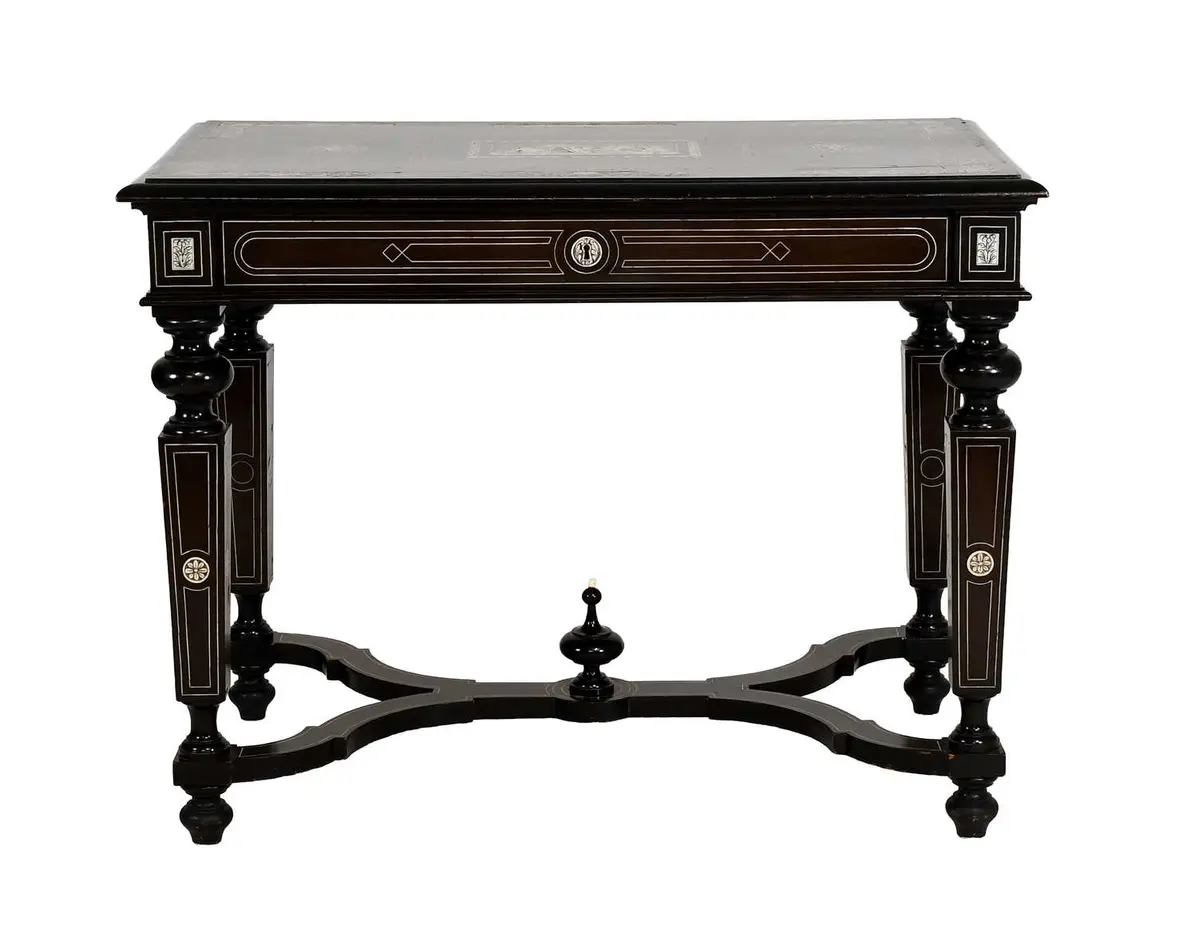 An Italian Macassar Ebony, Ebony, Engraved-Ivory and Marquetry-Inlaid