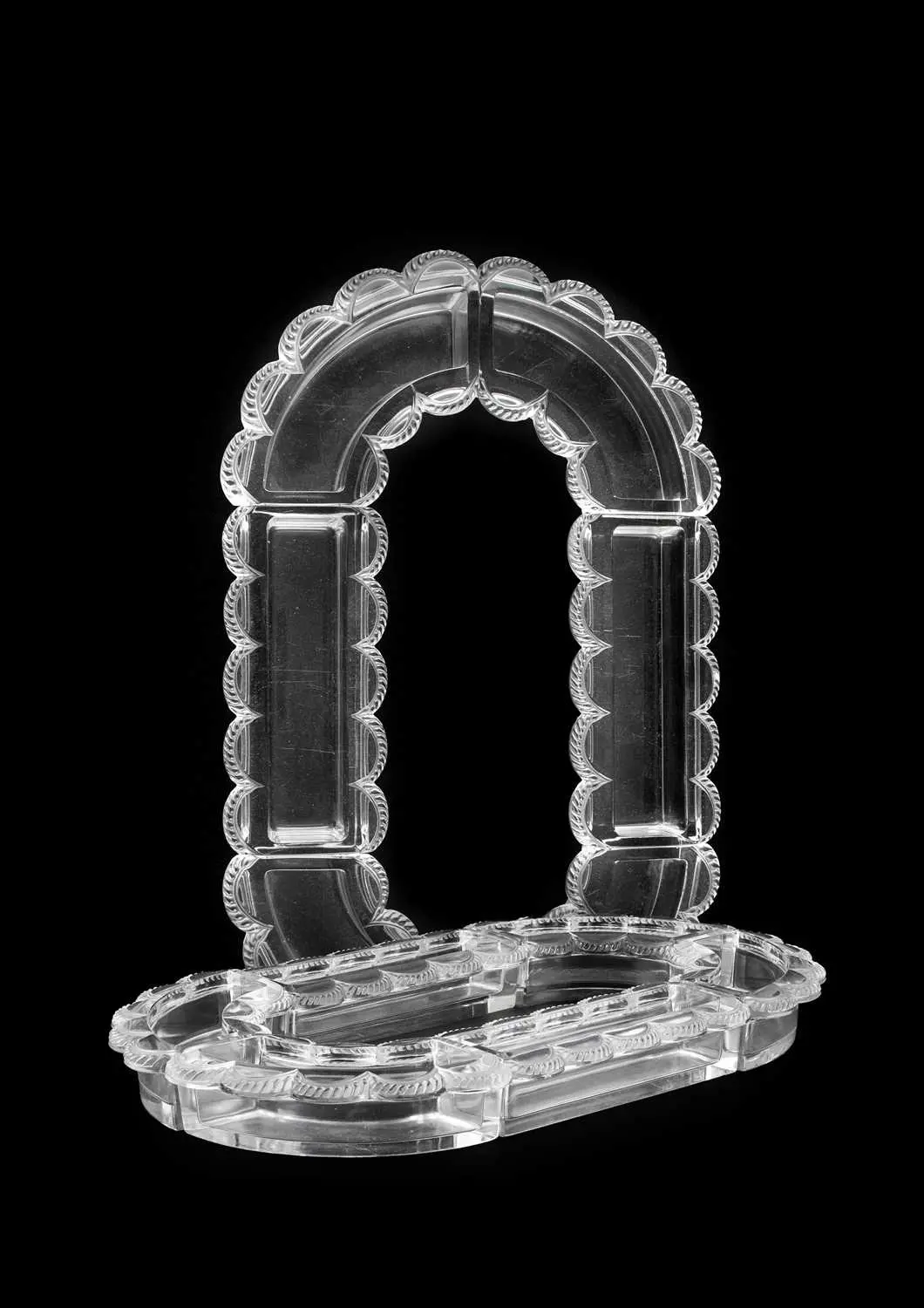 A Lalique Clear and Frosted Glass Festons Six-Piece Chemin de Table