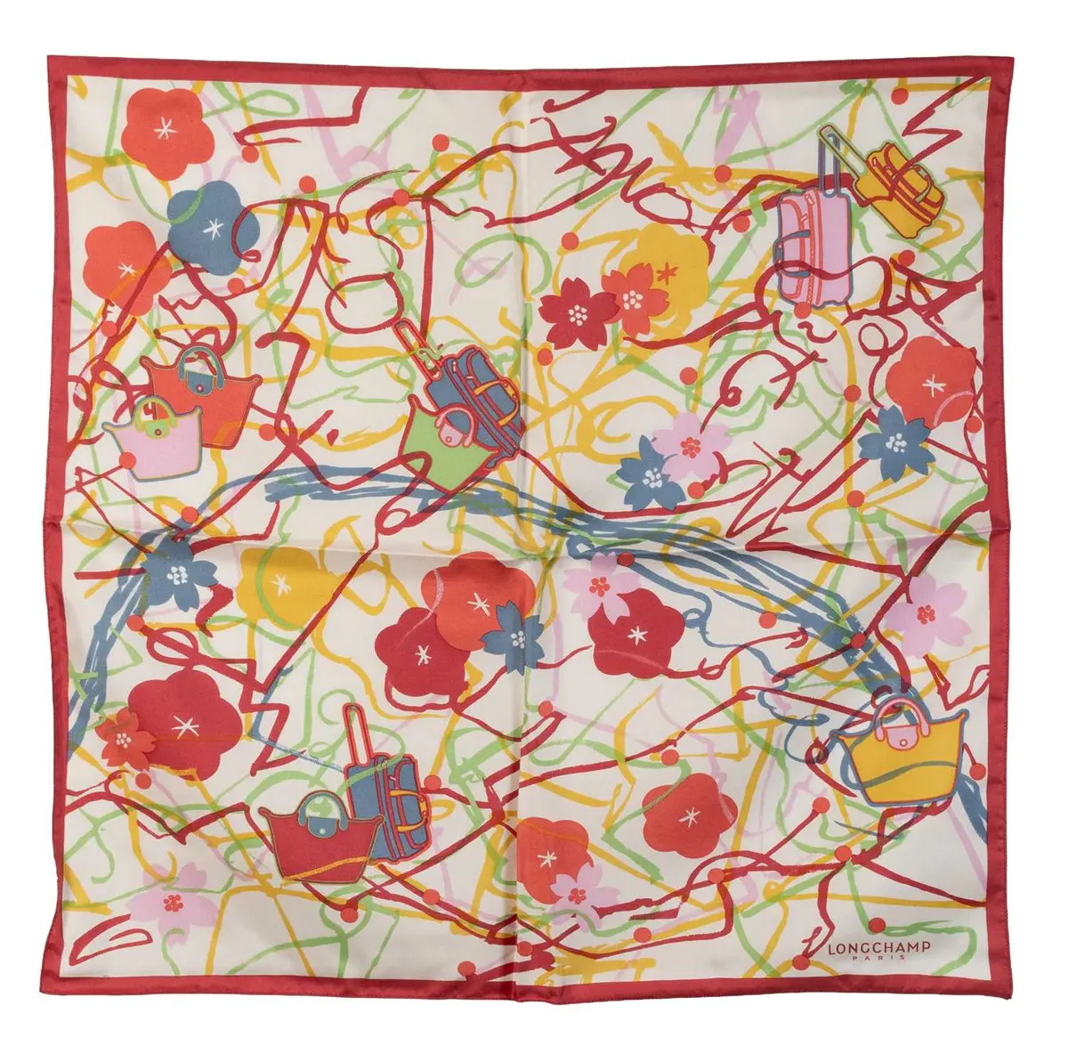A Longchamp Paris Silk Floral Scarf