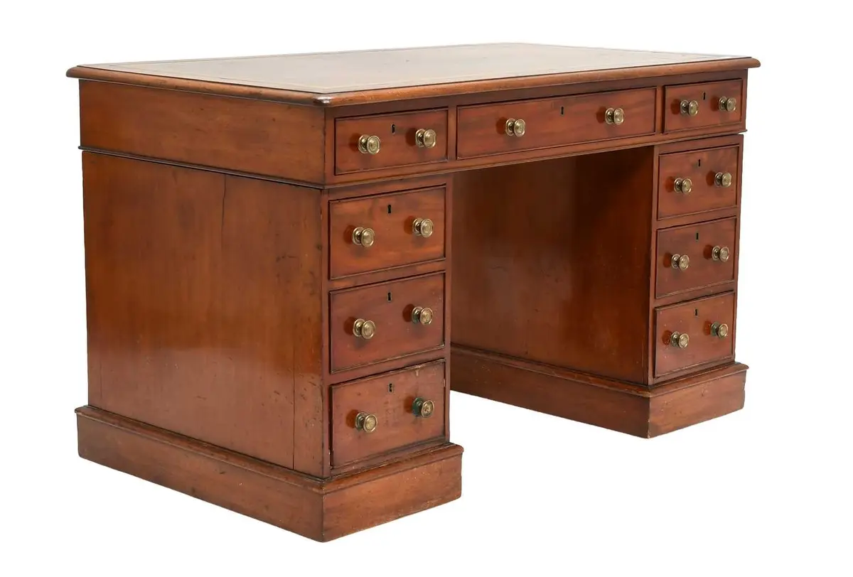 A Victorian Mahogany Pedestal Desk, mid 19th century