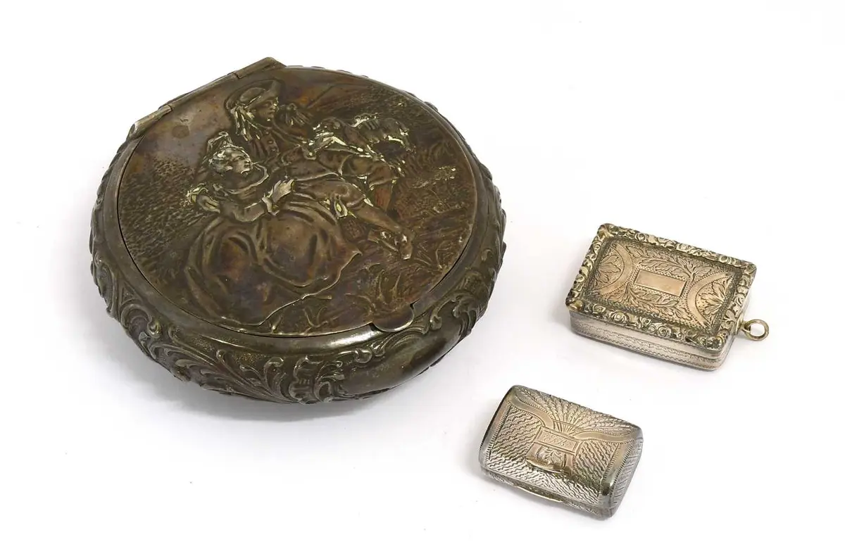 A German Silver Box, Hanau, With English Import Marks, Together With