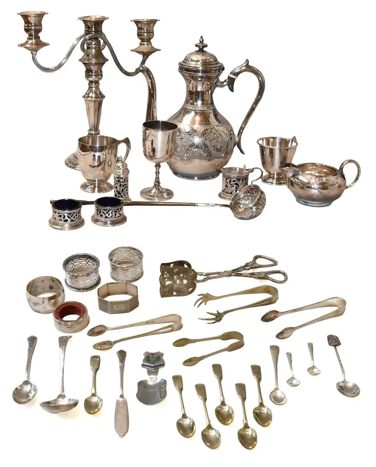 A Collection of Assorted Silver and Silver Plate