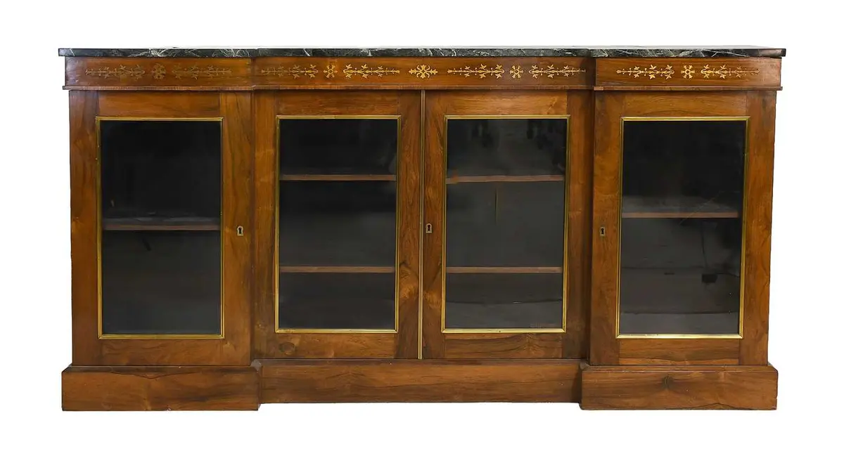 A Regency Rosewood and Brass-Inlaid Bookcase, early 19th century, th