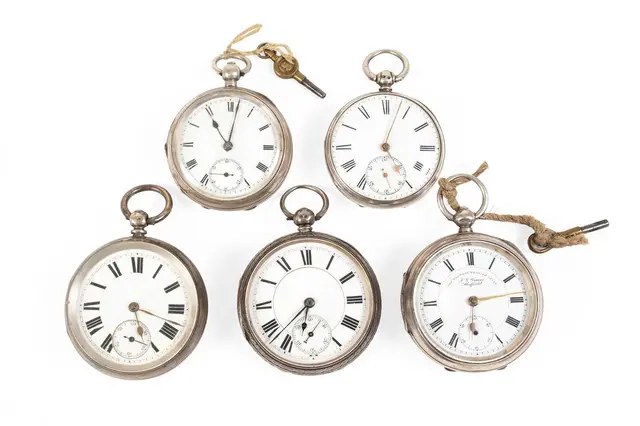 Five Silver Open Faced Lever Pocket Watches