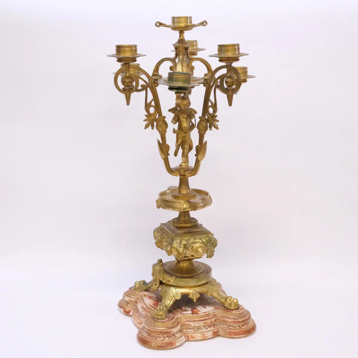 KANDELABER MED SEX LJUSARMAR, NAPOLEON III-STIL.