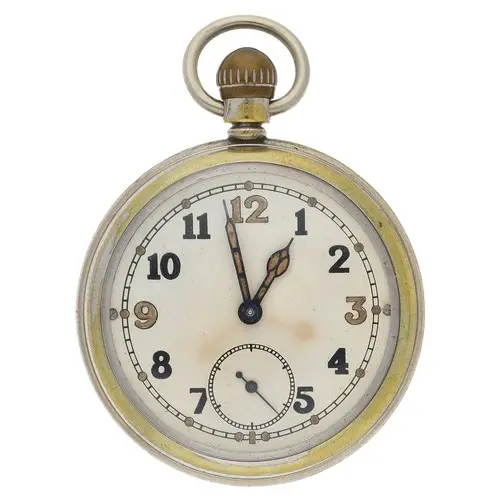 WWII British Military Army issue nickel cased lever pocket w...
