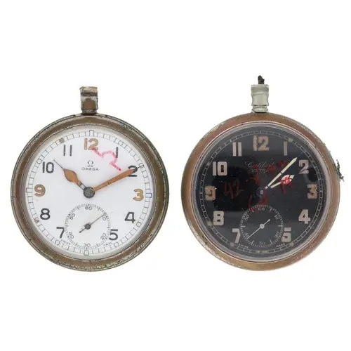 Omega WWII British Military Army issue nickel cased pocket w...