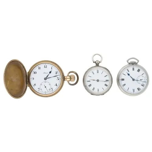 Swiss gold plated lever hunter pocket watch, 15 jewel moveme...