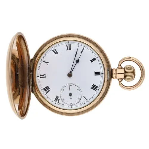Swiss gold plated lever hunter pocket watch, 15 jewel moveme...