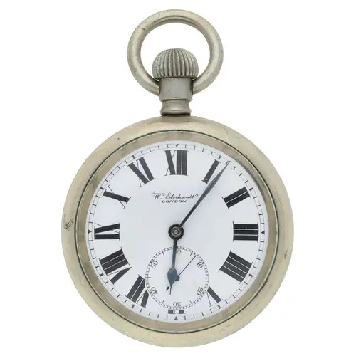 British Military nickel cased lever pocket watch, the three ...