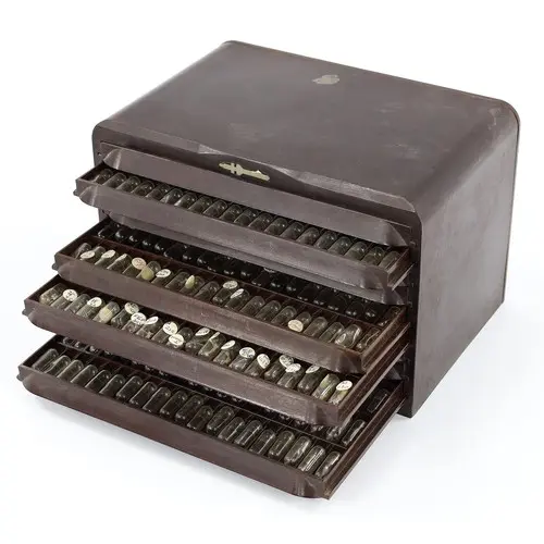 Ronda Bakelite nine drawers watch parts storage chest contai...