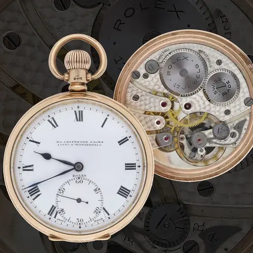 Rolex 9ct lever pocket watch, Birmingham 1927, signed 17 jew...