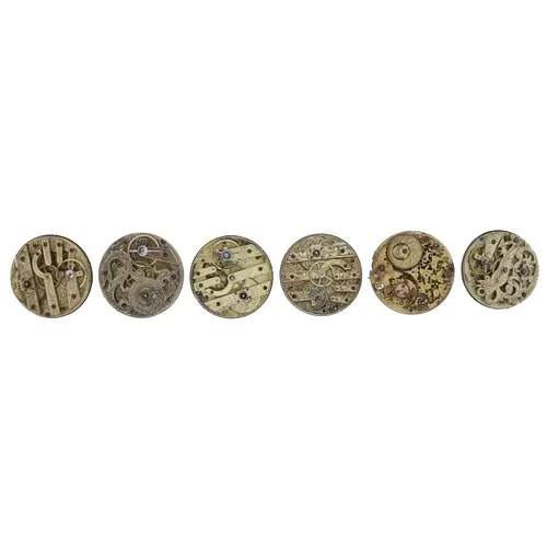 Three ornate engraved cylinder pocket watch movements for re...