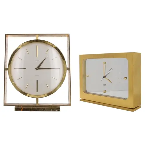 Swiss Luxor Precision Quartz circular brass mantel clock, si...