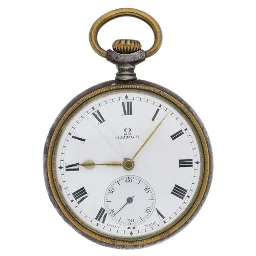 Omega gunmetal lever pocket watch, serial no. 4653967, circa...