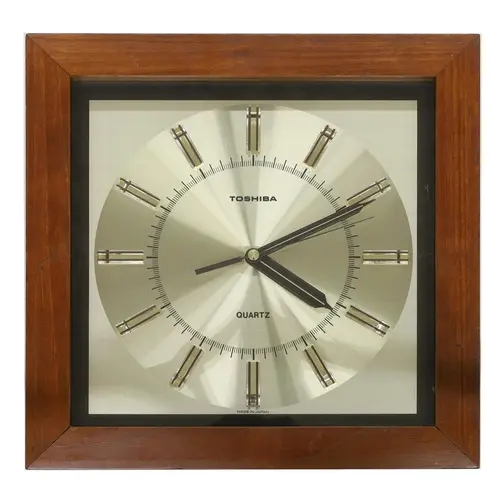 Vintage Toshiba TCQ150 quartz square wall clock, circa 1970s...