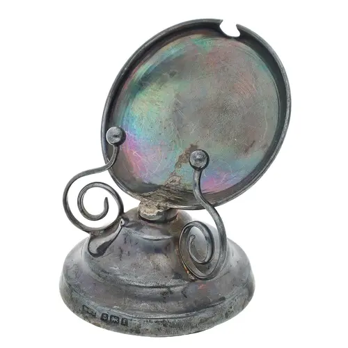 Silver pocket watch stand, Birmingham 1905, with weighted ba...